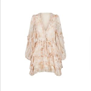 Shona Joy Nina balloon sleeve frill mini dress- size US 6/AU 10